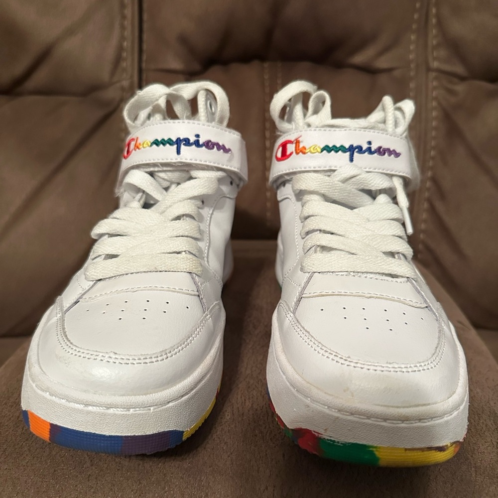 Champion Women’s White Sneakers with Multicolor Accents - Picture 3 of 5